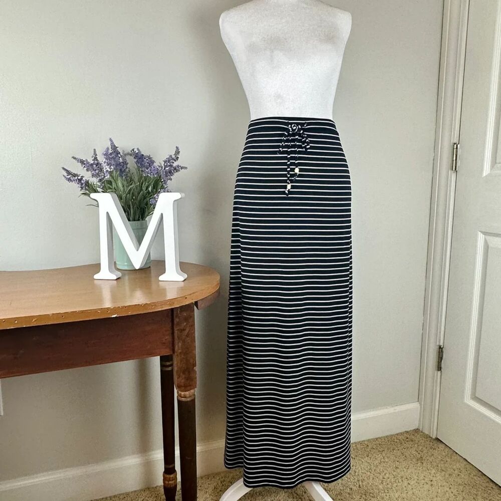 Michael Kors Blue & White Striped Maxi Skirt - Size Small - EUC